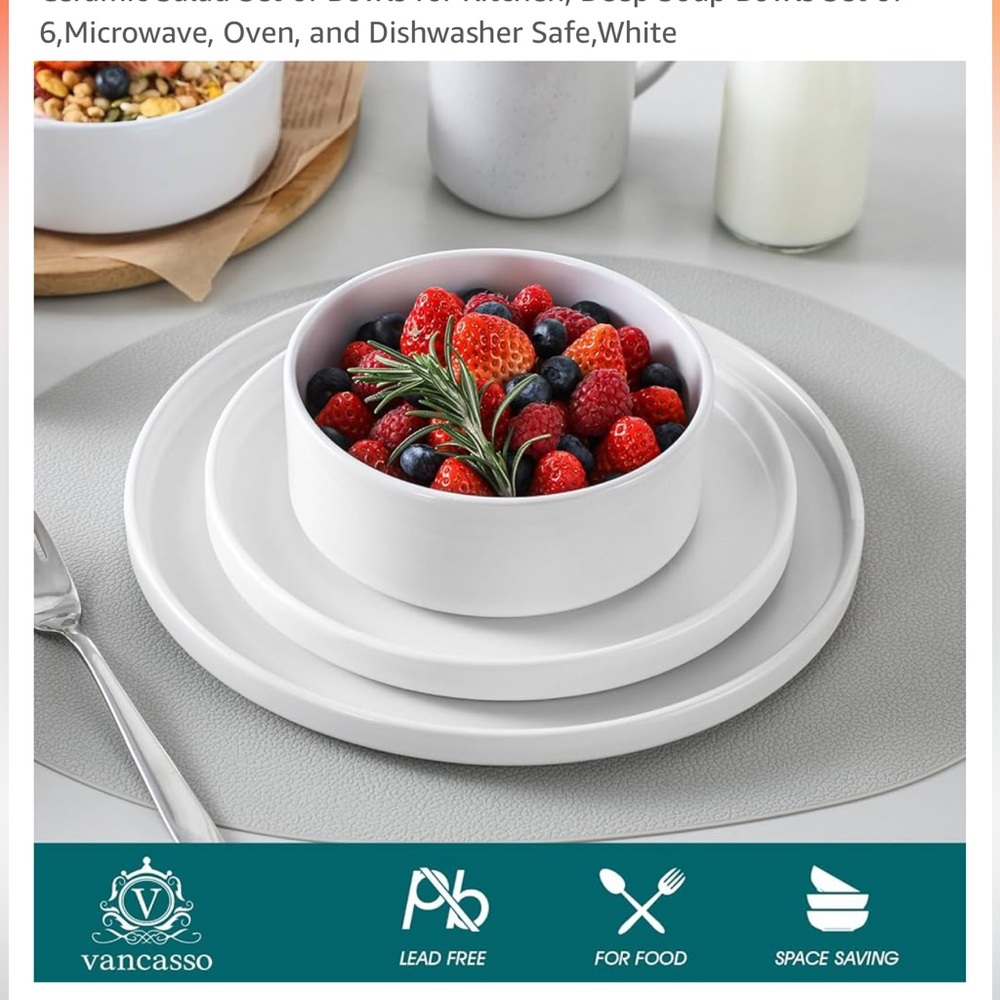 Vancasso White Soup/Cereal Bowls NWT
